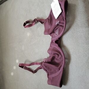 NWT Auden Demi Coverage Unlined Bra Mesh Sheer In Maroon 32A